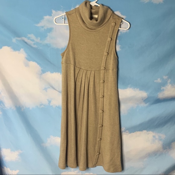 Commetoi- Tan Sleeveless Faux Turtleneck Dress size Small - Picture 1 of 9